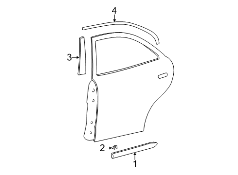 2000 Hyundai Accent Exterior Trim - Rear Door Moulding Assembly-Rear Door Waist Line, RH Diagram for 87732-25000