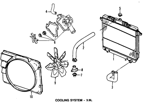 1997 Dodge Dakota Cooling System, Radiator, Water Pump, Cooling Fan SHROUD-Fan Diagram for 52029011AB