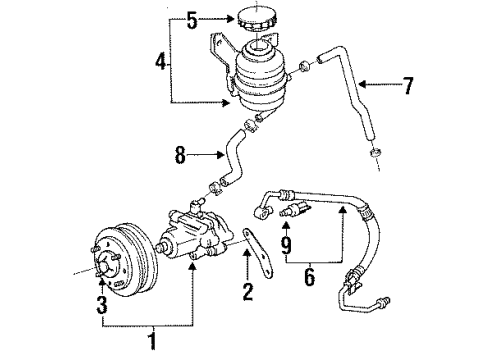 1994 Toyota Previa P/S Pump & Hoses, Steering Gear & Linkage Suction Hose Diagram for 44348-28190