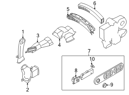 2000 Nissan Quest Auxiliary Heater & A/C In-Cabin Filter Element Diagram for 27299-7B025
