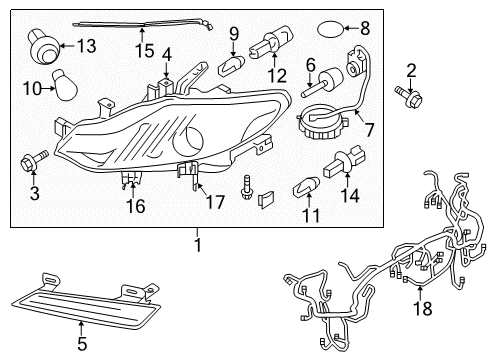 2010 Nissan Murano Headlamps Passenger Side Headlamp Assembly Diagram for 26010-1AA0A