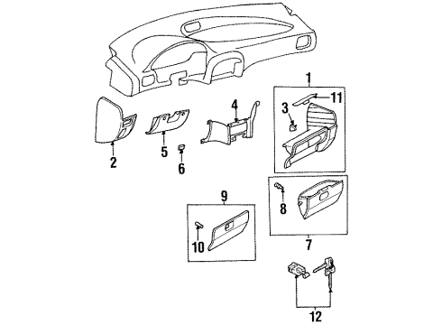 1995 Kia Sportage Instrument Panel Key Subset-Glove Box Diagram for 0K0157695070