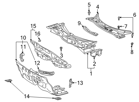 2005 Toyota MR2 Spyder Cowl Hole Plug Diagram for 90950-01758