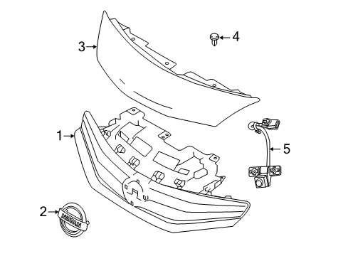 2015 Nissan Versa Note Grille & Components Radiator Grille-Upper Diagram for 62320-3VY0H