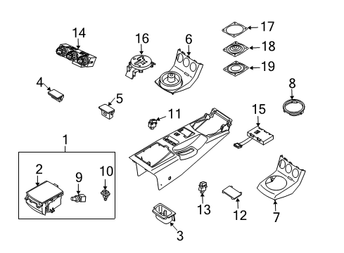 2008 Nissan 350Z Switches Cup Holder Assembly Diagram for 68430-CF40B