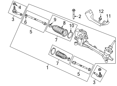 2014 Ford Escape Steering Column & Wheel, Steering Gear & Linkage Gear Assembly Diagram for HV6Z-3504-FE