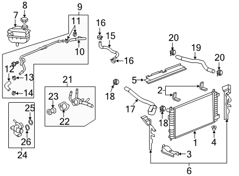 2008 Chevrolet Malibu Radiator & Components Radiator Diagram for 52495681