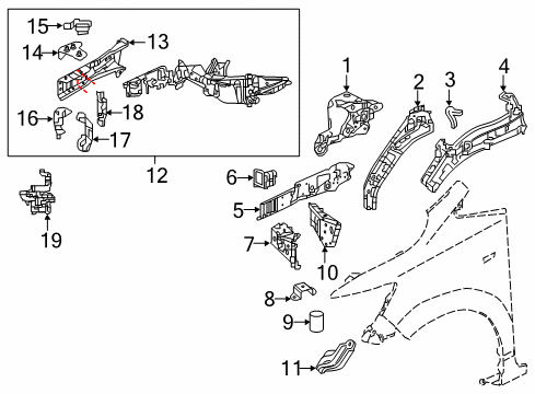 2016 Honda HR-V Structural Components & Rails Member, R. FR. Diagram for 60610-T7W-A00ZZ