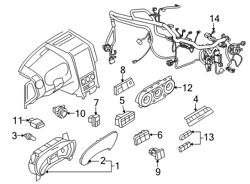 2007 Ford Explorer Sport Trac Instruments & Gauges Instrument Cluster Diagram for 7A2Z-10849-AA