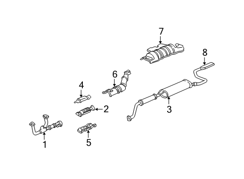 2002 Acura MDX Exhaust Components Muffler Set, Exhaust Diagram for 18030-S3V-A02