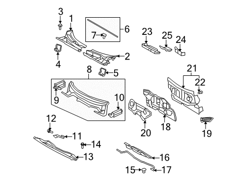 2015 Scion xB Cowl Insulator Diagram for 55223-21020