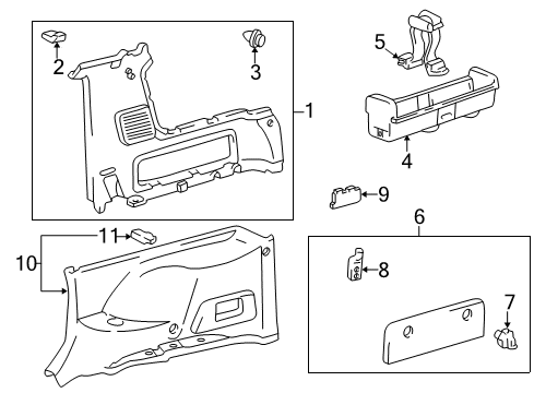 1998 Toyota RAV4 Interior Trim - Quarter Panels Lower Cover Diagram for 62538-42010-B1