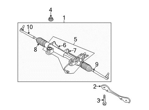 2007 Infiniti G35 P/S Pump & Hoses, Steering Gear & Linkage Power Steering Gear & Linkage Assembly Diagram for 49001-JK63A