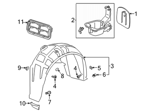 2020 Cadillac CT4 Quarter Panel & Components Wheelhouse Liner Diagram for 84848500