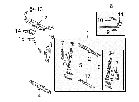 2009 Toyota RAV4 Radiator Support Support Bracket Diagram for 53203-42011