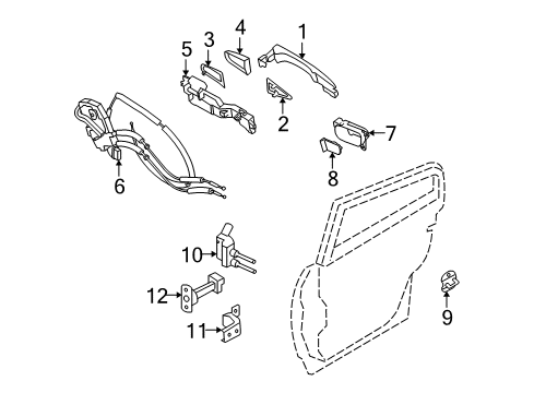 2014 Infiniti QX50 Rear Door - Lock & Hardware Link-Check, Rear Door Diagram for 82430-1BA0A