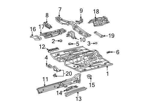 2003 Toyota RAV4 Pillars, Rocker & Floor - Floor & Rails Front Floor Pan Diagram for 58111-42909