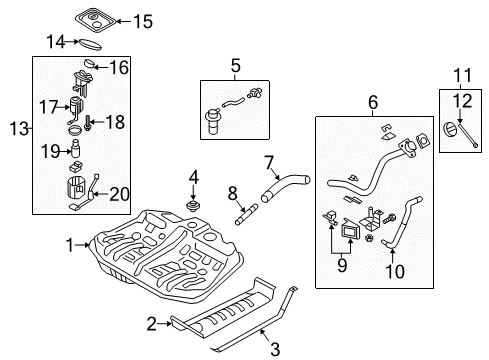 2013 Hyundai Azera Fuel Injection Filler Neck & Hose Assembly Diagram for 31030-3V500