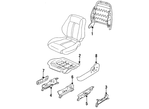 1992 Hyundai Scoupe Front Seat Components, Tracks & Components Track Assembly-Front Seat Inner, Driver Diagram for 88525-23500