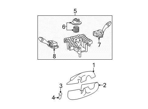 2000 Hyundai Sonata Switches Steering Column Upper Shroud Diagram for 84850-38000-LT