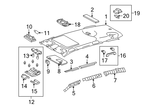 2009 Toyota RAV4 Interior Trim - Roof Map Lamp Lens Diagram for 81266-42020