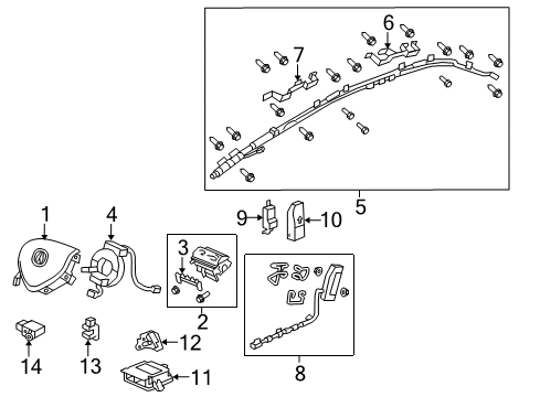 2014 Acura TSX Air Bag Components Bracket Set, Right Front Grab Rail Diagram for 83247-TL0-G50