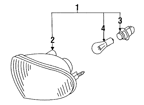 1996 Infiniti J30 Bulbs Lamp Turn Front L Diagram for 26135-10Y25