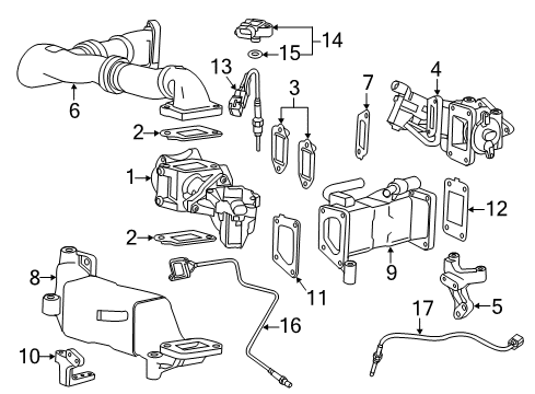 2013 GMC Sierra 3500 HD Emission Components EGR Temperature Sensor Diagram for 12636966