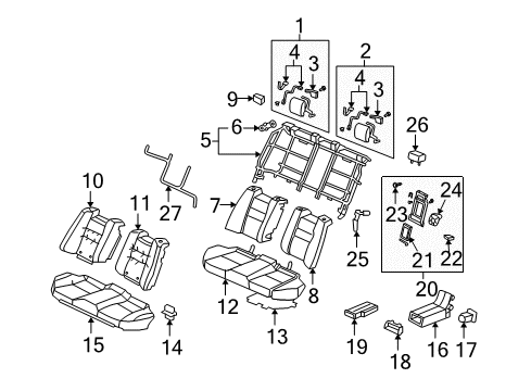 2007 Acura RL Rear Seat Components Holder Assembly, Rear Armrest (Graphite Black) Diagram for 82183-SJA-A02ZA