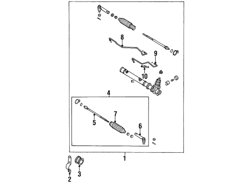 1995 Nissan Sentra P/S Pump & Hoses, Steering Gear & Linkage Boot Kit-Power Steering Gear Diagram for 48203-4B000