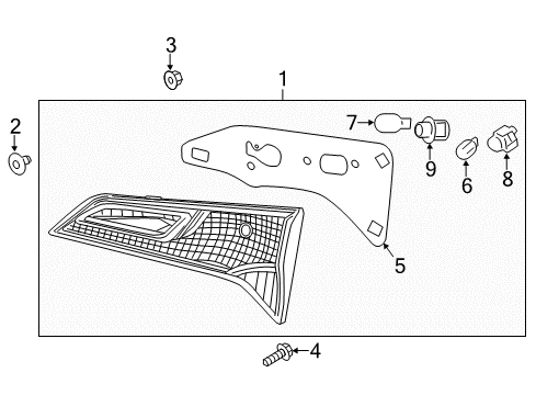 2014 Acura RDX Bulbs Light Assembly, Passenger Side Lid Diagram for 34150-TX4-A01