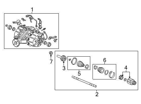 2017 Honda Pilot Axle & Differential - Rear Shaft Assembly, Propeller Diagram for 40100-TZ6-A22