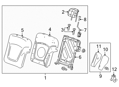 2016 Chevrolet Spark Rear Seat Components Seat Back Cover Diagram for 95443264