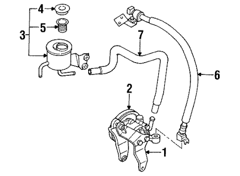 1987 Nissan Pulsar NX P/S Pump & Hoses, Steering Gear & Linkage Tube-Connector To Pump Diagram for 49713-60A02
