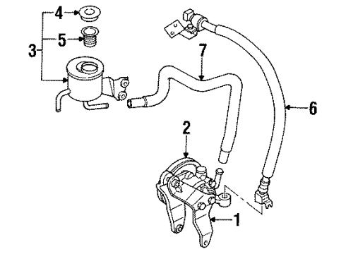 1987 Nissan Pulsar NX P/S Pump & Hoses, Steering Gear & Linkage Pump Assy-Power Steering Diagram for 49110-50A10