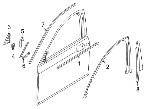 2017 BMW 740i xDrive Exterior Trim - Front Door Outer Weatherstrip, Left Diagram for 51337437863