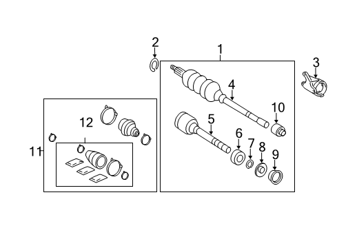 2009 Toyota Avalon Drive Axles - Front Boot Kit Diagram for 04428-07080