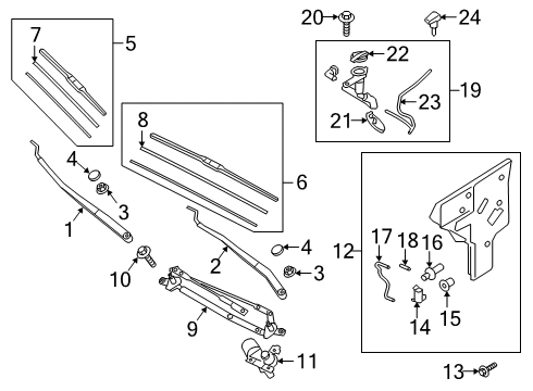 2020 Genesis G70 Wipers Blade Assembly Wiper Passenger Seat Diagram for 98360-G8000