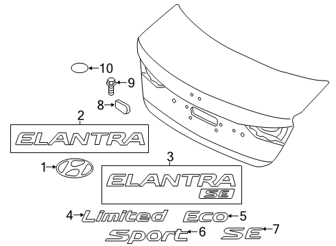 2017 Hyundai Elantra Exterior Trim - Trunk Lid Plug-Dash Panel Diagram for 84191-2B010