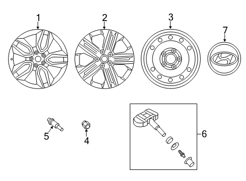 2016 Hyundai Santa Fe Sport Wheels Wheel Hub Cap Assembly Diagram for 52960-2M000