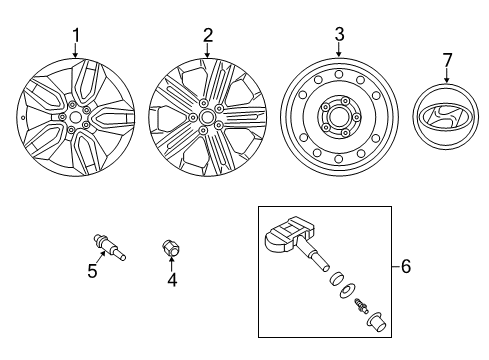 2017 Hyundai Santa Fe Sport Wheels Wheel Hub Cap Assembly Diagram for 52960-3S120