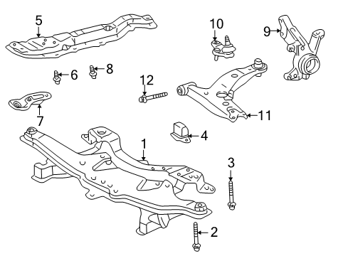 2008 Pontiac Vibe Front Suspension Components, Lower Control Arm, Stabilizer Bar Bolt, Front Lower Control Arm Front Diagram for 88971257