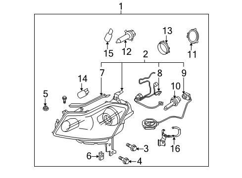 2006 Infiniti M45 Headlamps Signal Bulb Diagram for 26261-89970