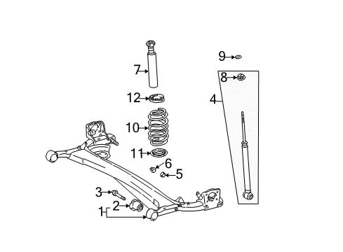 2005 Scion xB Rear Suspension Axle Beam Diagram for 42110-52160