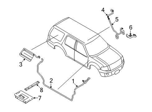 2015 Lincoln Navigator Antenna & Radio Cable Assembly Diagram for FL1Z-18812-B