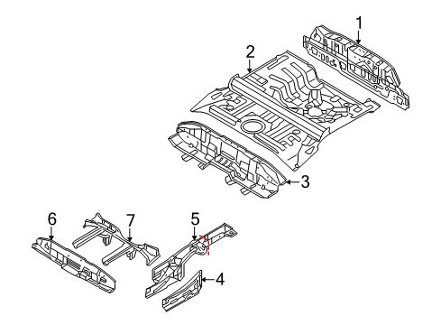 2010 Kia Soul Rear Body Panel, Floor & Rails Extension Assembly-Rear Floor Diagram for 655212K900