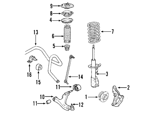 2009 Saturn Outlook Front Suspension Components, Lower Control Arm, Stabilizer Bar Bearing Asm-Front Suspension Strut Mount Diagram for 20783854