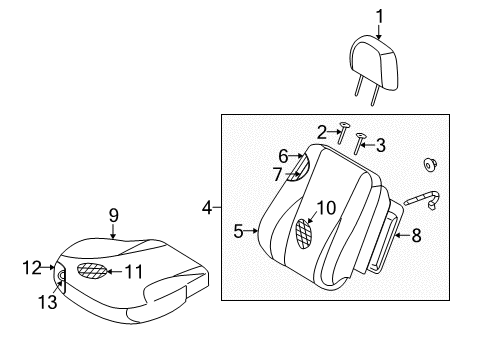 2005 Hyundai Tucson Front Seat Components Heater-Front Seat Cushion Diagram for 88160-2E000