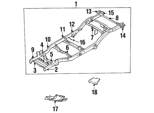 1999 Honda Passport Frame & Components Crossmember, Transmission Mounting Diagram for 8-97125-559-5