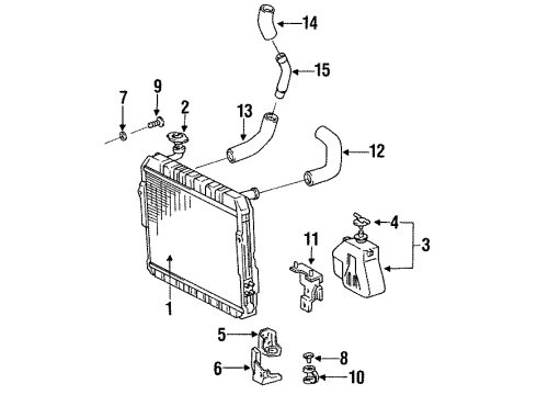 1991 Toyota Land Cruiser Radiator & Components Cap Sub-Assy, Reserve Tank Diagram for 16405-61040